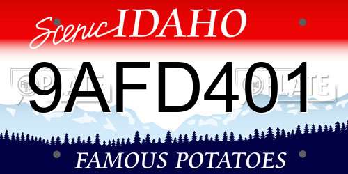 9AFD401 Idaho License Plate