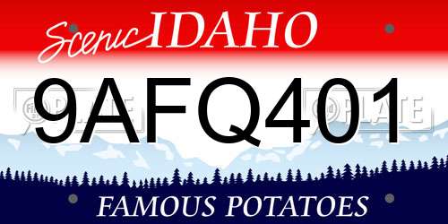 9AFQ401 Idaho License Plate