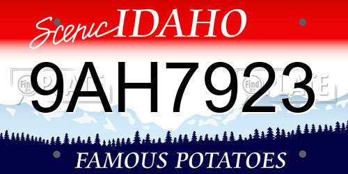 9AH7923 Idaho License Plate