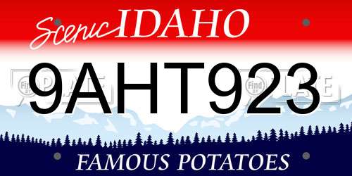 9AHT923 Idaho License Plate