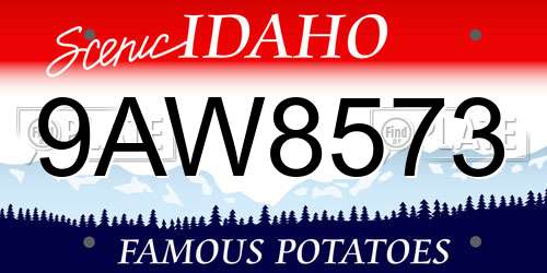 9AW8573 Idaho License Plate