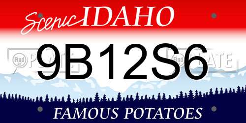 9B12S6 Idaho License Plate