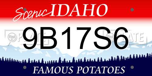 9B17S6 Idaho License Plate