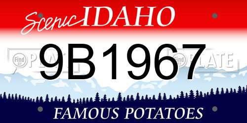 9B1967 Idaho License Plate