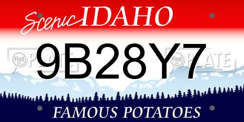9B28Y7 Idaho License Plate