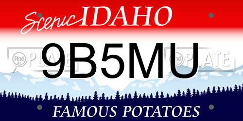 9B5MU Idaho License Plate