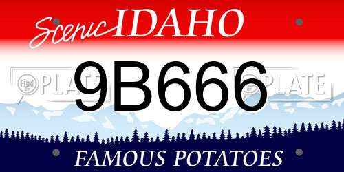 9B666 Idaho License Plate