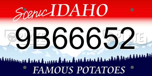 9B66652 Idaho License Plate