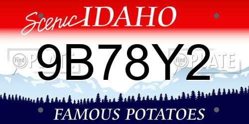 9B78Y2 Idaho License Plate