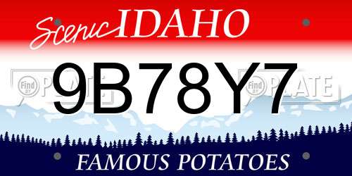 9B78Y7 Idaho License Plate