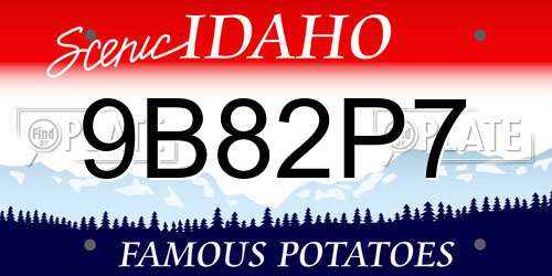 9B82P7 Idaho License Plate