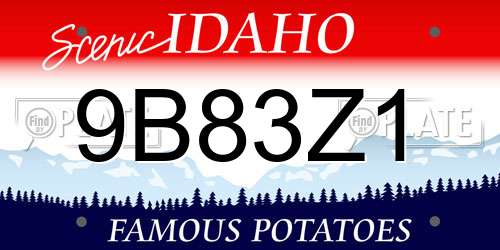 9B83Z1 Idaho License Plate