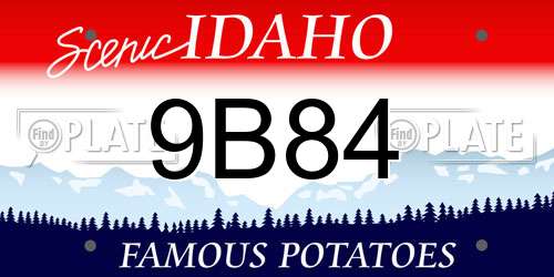 9B84 Idaho License Plate