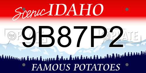 9B87P2 Idaho License Plate