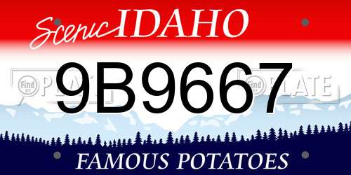 9B9667 Idaho License Plate