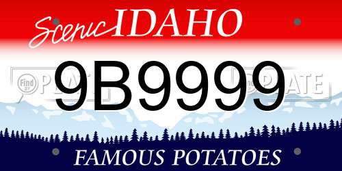 9B9999 Idaho License Plate