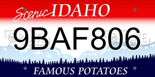 9BAF806 Idaho License Plate