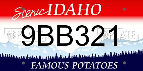 9BB321 Idaho License Plate
