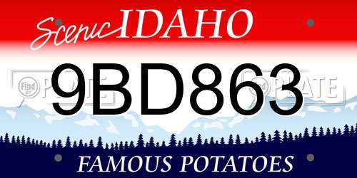 9BD863 Idaho License Plate