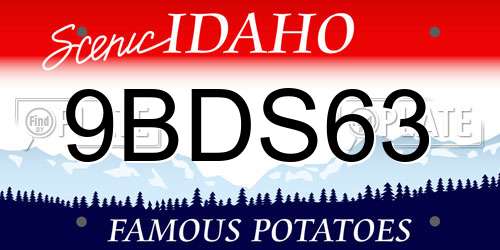 9BDS63 Idaho License Plate