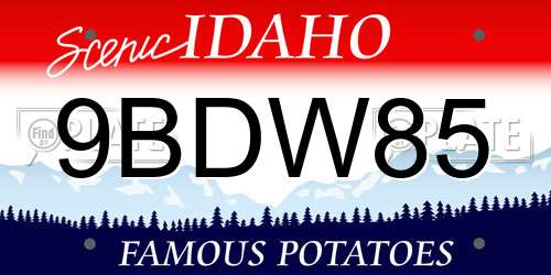 9BDW85 Idaho License Plate