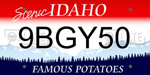 9BGY50 Idaho License Plate