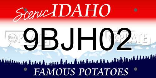 9BJH02 Idaho License Plate