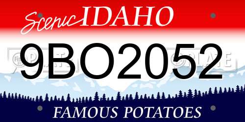 9BO2052 Idaho License Plate