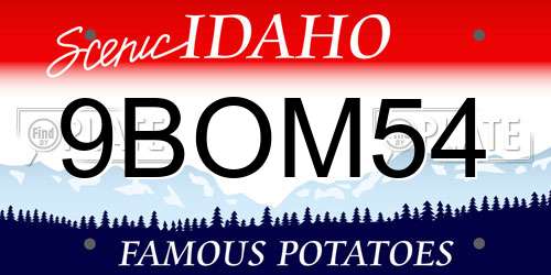 9BOM54 Idaho License Plate