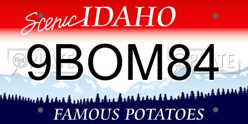 9BOM84 Idaho License Plate