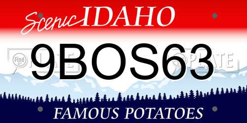 9BOS63 Idaho License Plate