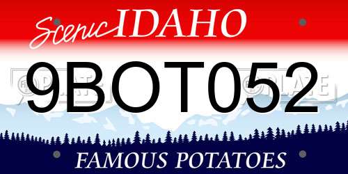 9BOT052 Idaho License Plate