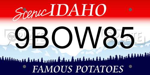 9BOW85 Idaho License Plate