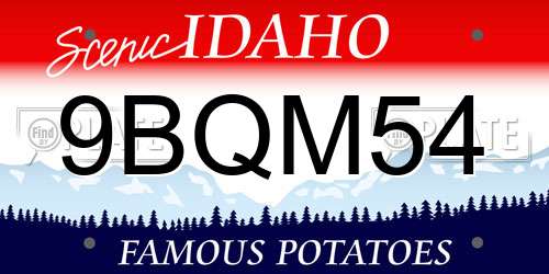 9BQM54 Idaho License Plate