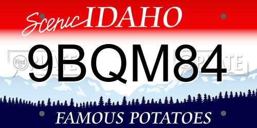 9BQM84 Idaho License Plate