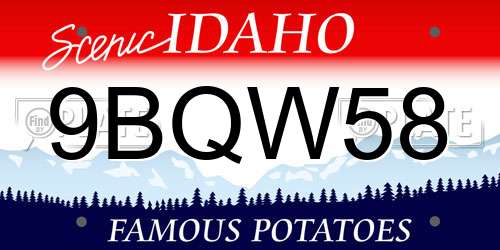 9BQW58 Idaho License Plate