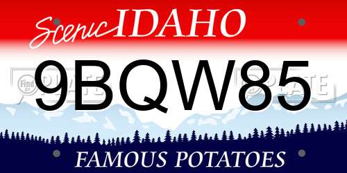 9BQW85 Idaho License Plate
