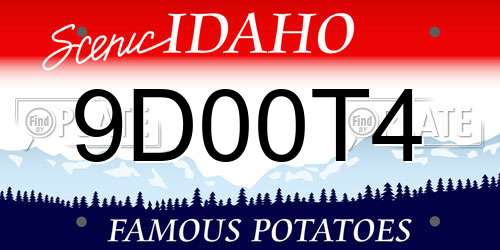 9D00T4 Idaho License Plate