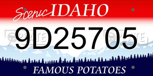 9D25705 Idaho License Plate
