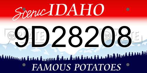 9D28208 Idaho License Plate