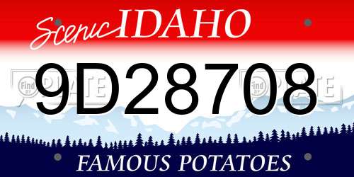 9D28708 Idaho License Plate