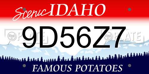 9D56Z7 Idaho License Plate