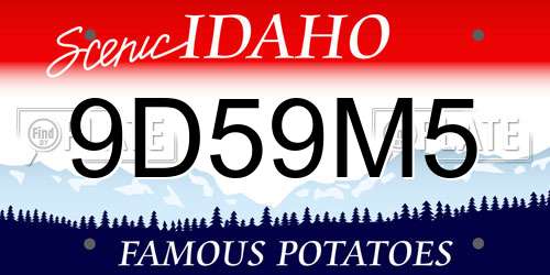 9D59M5 Idaho License Plate
