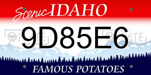 9D85E6 Idaho License Plate