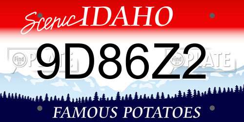 9D86Z2 Idaho License Plate