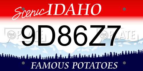 9D86Z7 Idaho License Plate