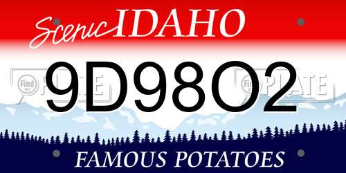 9D98O2 Idaho License Plate
