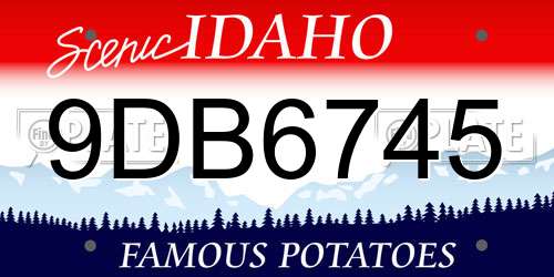 9DB6745 Idaho License Plate