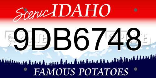 9DB6748 Idaho License Plate