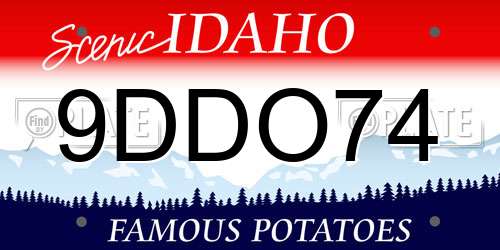 9DDO74 Idaho License Plate